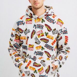 Marvel Multicolor Logo Patchwork Hoodie - White Base (XXL)